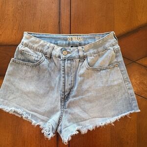 Rewash High Rise Vintage Light Wash Denim Cutoff Shorts Size 7 28 Raw Hem Mens